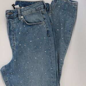 H&M Blue Straight Leg Jeans with Starry Pattern